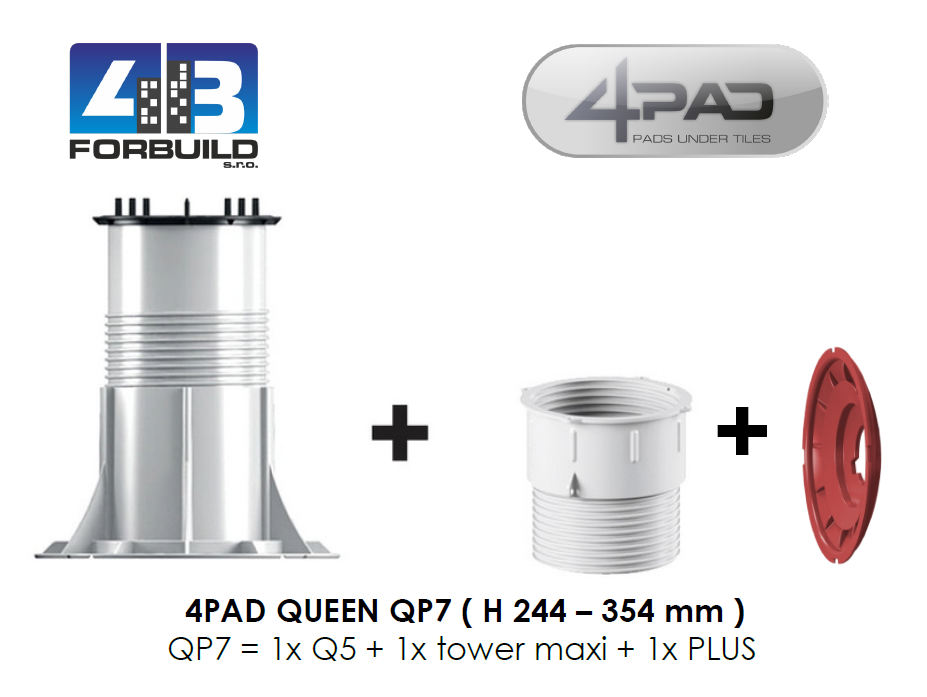 4PAD QUEEN+  QP7 - terč pod dlažbu nastaviteľný a samonivelačný ( 244 - 354mm )